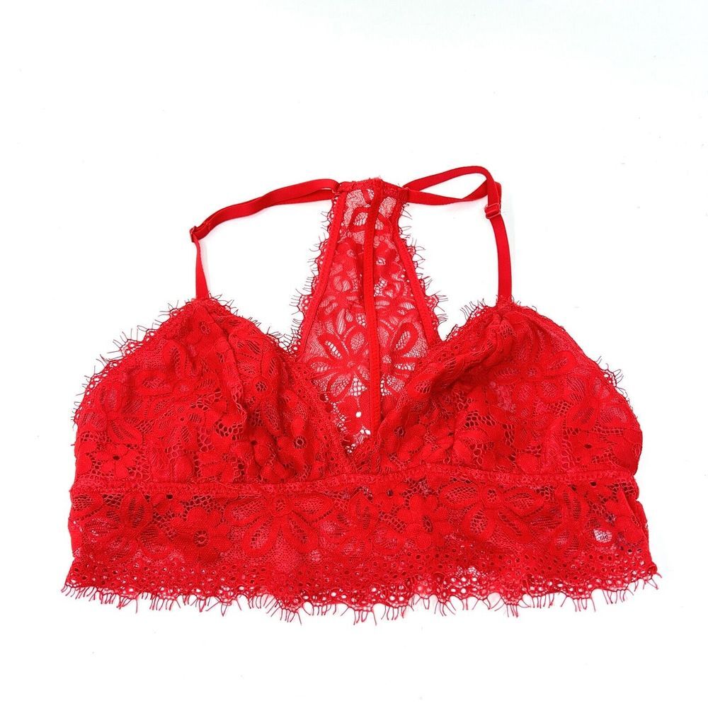 NWOT Aerie Red Eyelash Lace Racerback Bra Bralette Small‎ Stretch Lounge Fashion